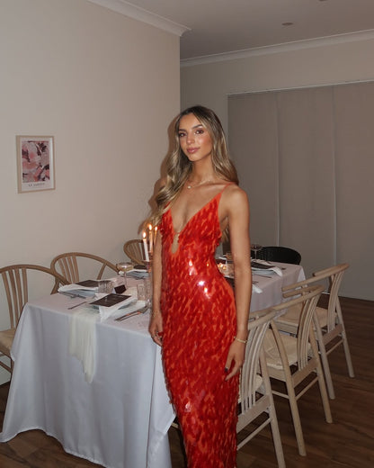 Lindsey | Women's Elegant Wedding Guest Dress with Sequin Detail