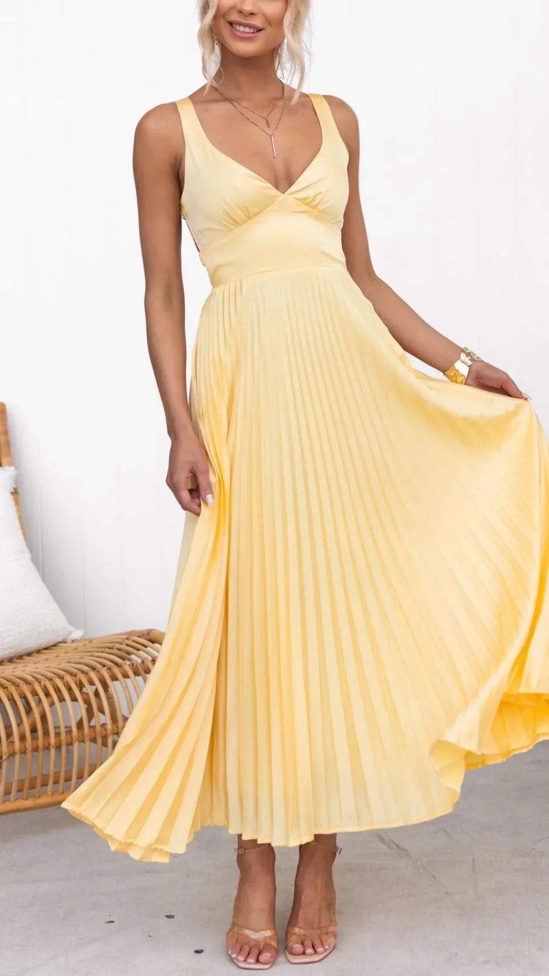 Chloe | Women's Timeless Maxi Wedding Guest Dress with V-Neck