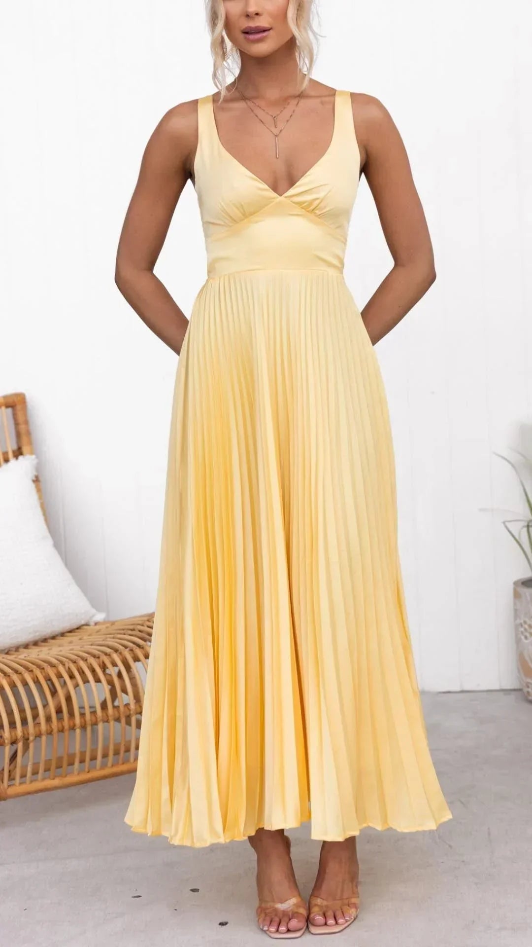 Chloe | Women's Timeless Maxi Wedding Guest Dress with V-Neck