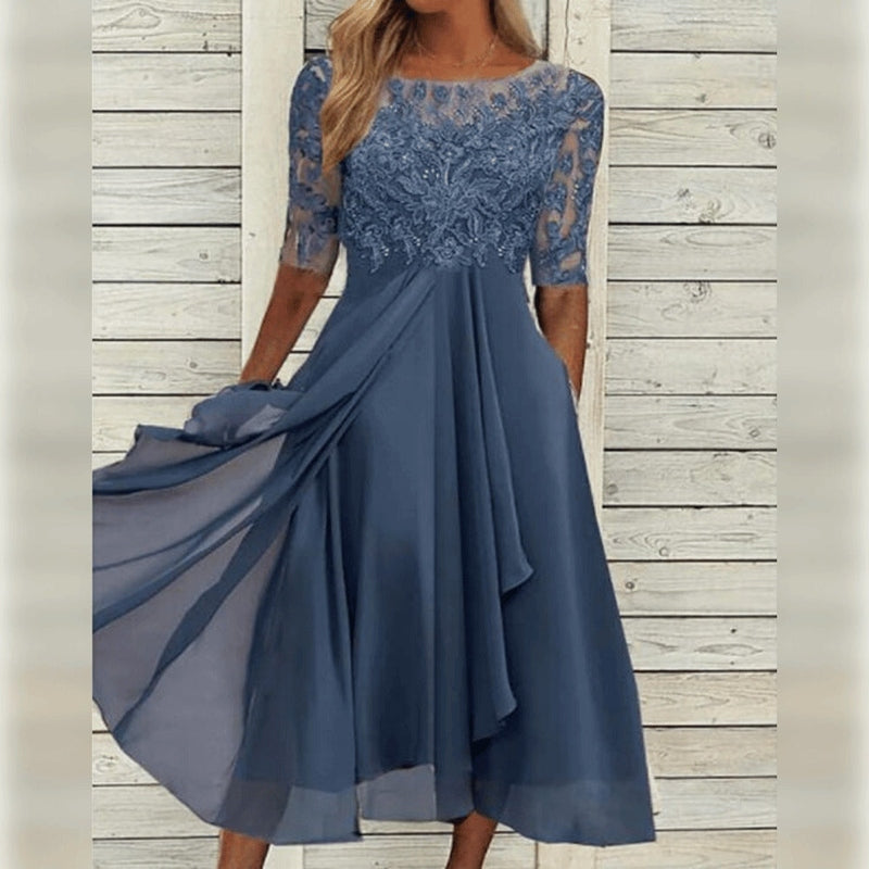 Camila | Women’s Trendy Midi Wedding Guest Dress with Lace