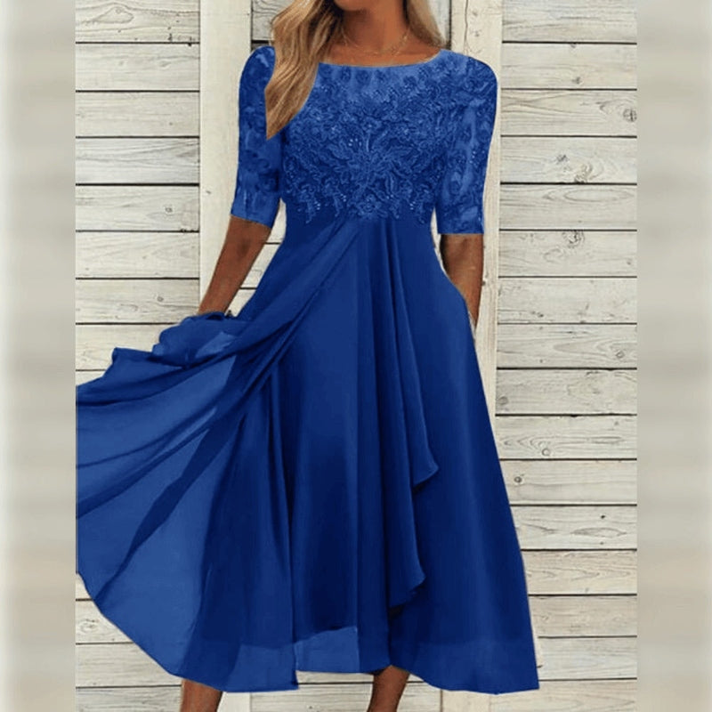Camila | Women’s Trendy Midi Wedding Guest Dress with Lace