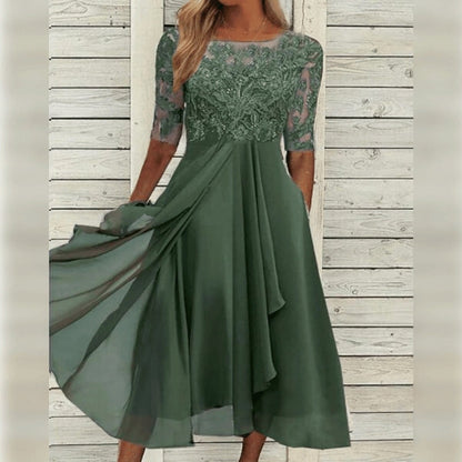 Camila | Women’s Trendy Midi Wedding Guest Dress with Lace