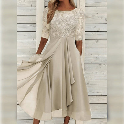 Camila | Women’s Trendy Midi Wedding Guest Dress with Lace