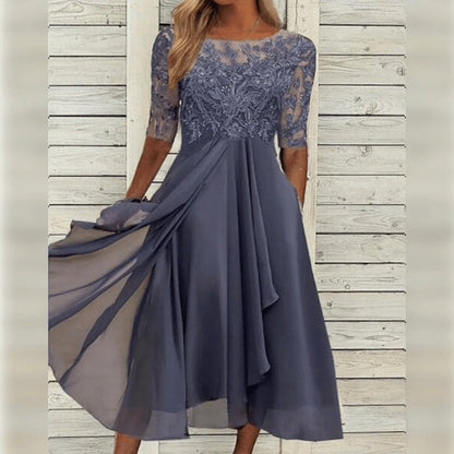 Camila | Women’s Trendy Midi Wedding Guest Dress with Lace