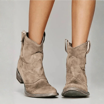 Women's Comfort Boots – Cushioned Insole, Wide Block Heel, Anti-Slip Sole