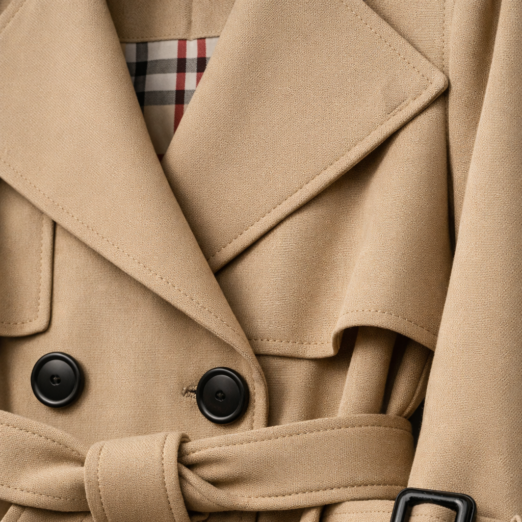 Women's Belted Trench Coat – Tailored Long Fit Cotton Blend – view 3