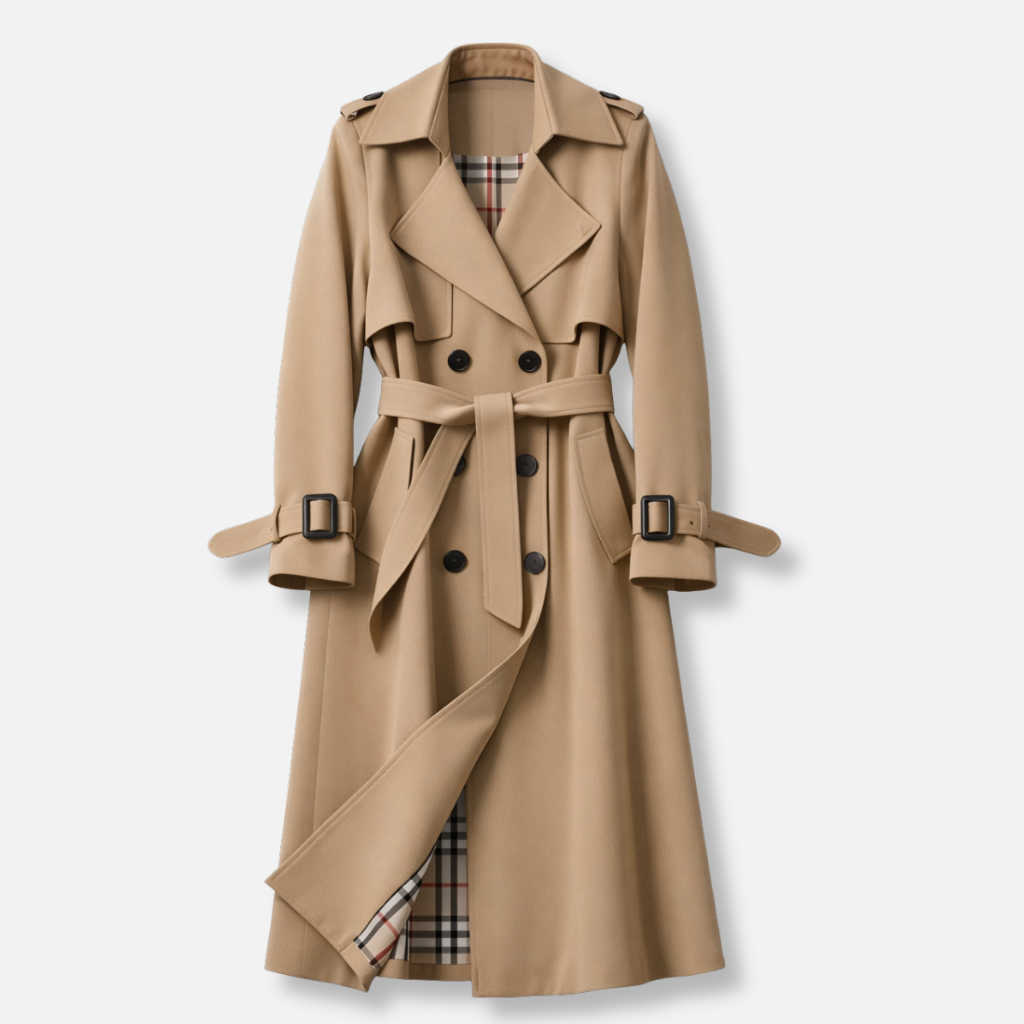 Women's Belted Trench Coat – Tailored Long Fit Cotton Blend – view 2