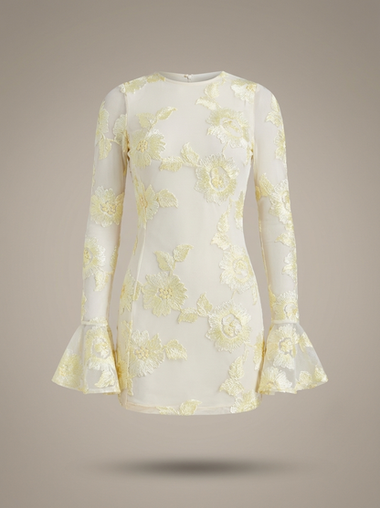 Erin | Women's Elegant Mini Wedding Guest Dress with Floral Embroidery