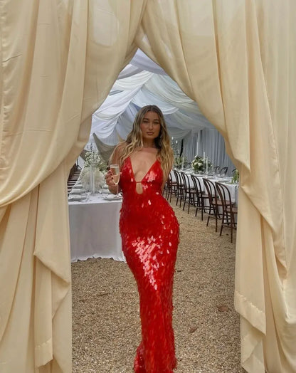 Lindsey | Women's Elegant Wedding Guest Dress with Sequin Detail