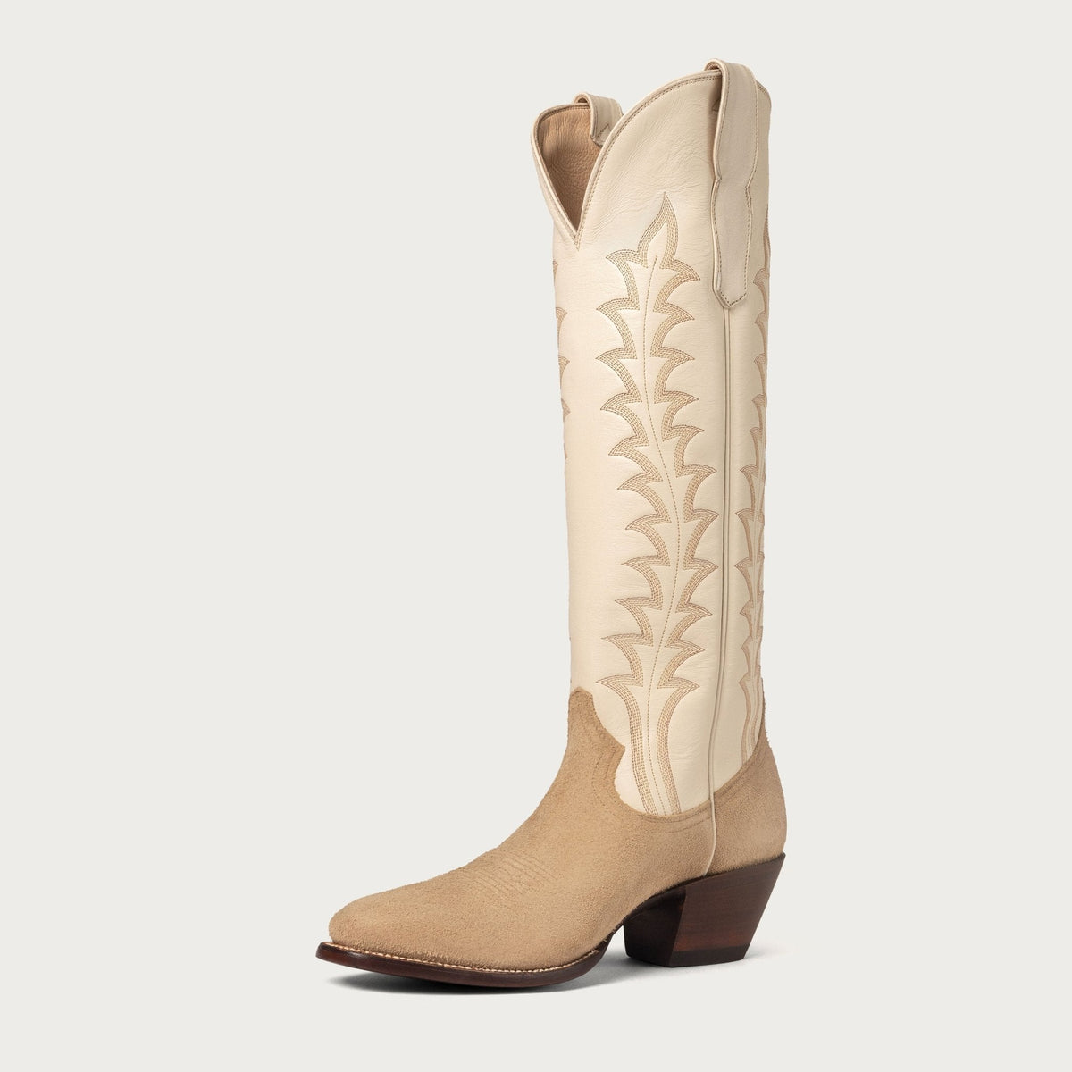 Women's Bone White Tall Cowboy Boots – 16-Inch Suede & Calfskin Western Boots – view 4