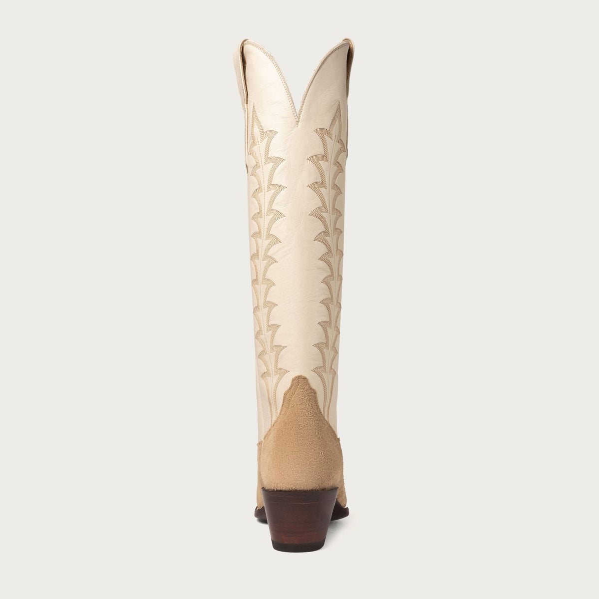 Women's Bone White Tall Cowboy Boots – 16-Inch Suede & Calfskin Western Boots – view 7