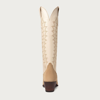 Women's Bone White Tall Cowboy Boots – 16-Inch Suede & Calfskin Western Boots – view 7