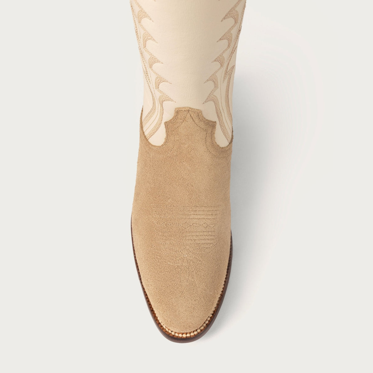 Women's Bone White Tall Cowboy Boots – 16-Inch Suede & Calfskin Western Boots – view 8