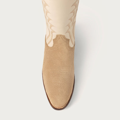 Women's Bone White Tall Cowboy Boots – 16-Inch Suede & Calfskin Western Boots – view 8