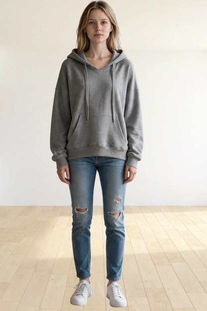 Women's Oversized Washed Cotton Hoodie – Drawstring Pullover Sweatshirt – view 4