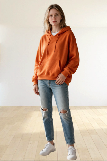 Women's Oversized Washed Cotton Hoodie – Drawstring Pullover Sweatshirt – view 3