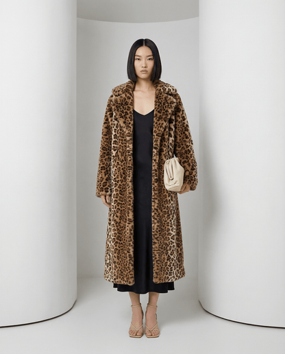 Cocoa Leopard Faux-Fur Coat – Full-Length Leopard Print Winter Coat – view 2