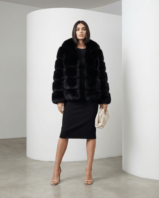 Faux-Fur Bubble Jacket – Quilted Cropped Winter Puffer in 6 Colors