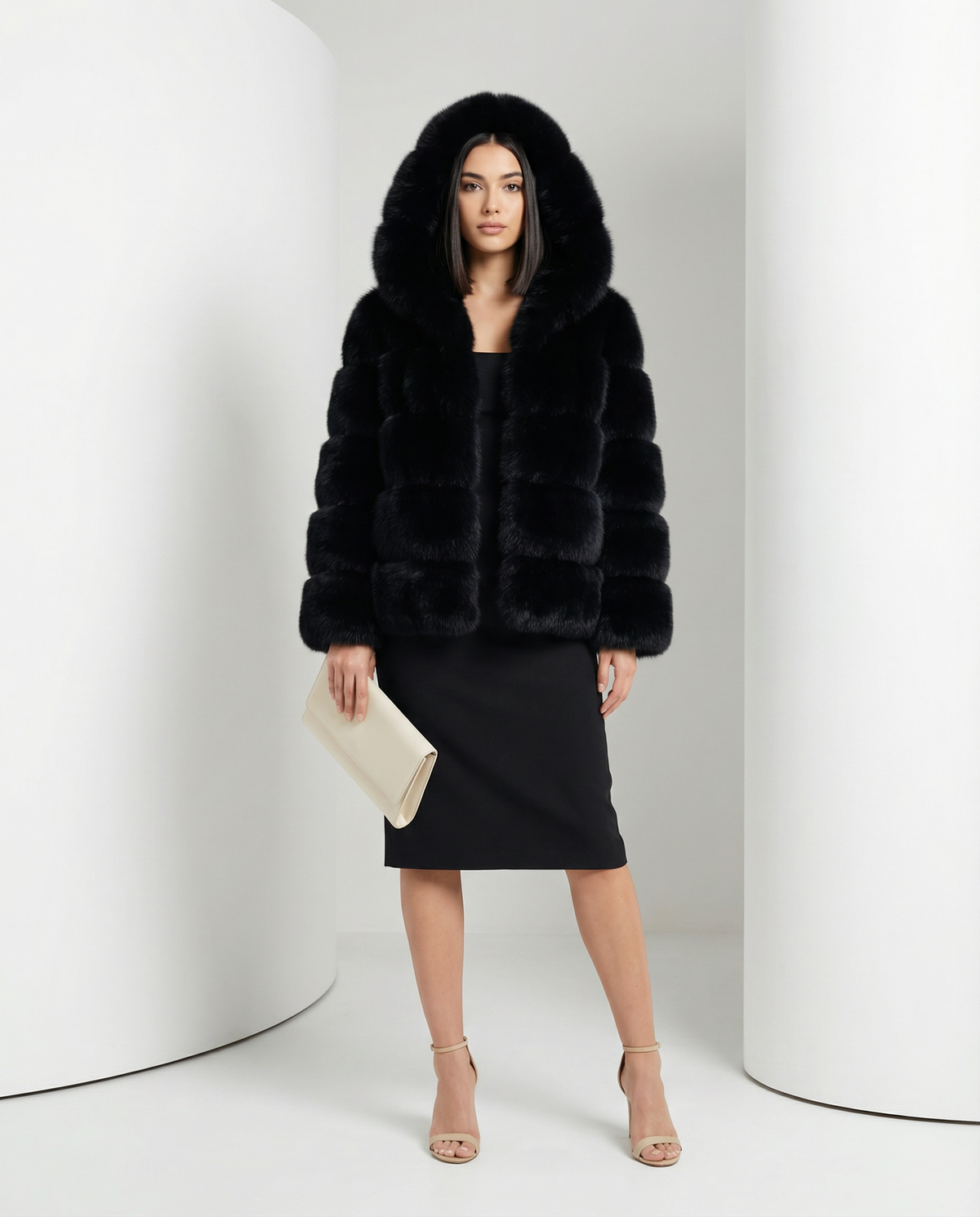 Faux-Fur Bubble Jacket – Quilted Cropped Winter Puffer in 6 Colors – view 2