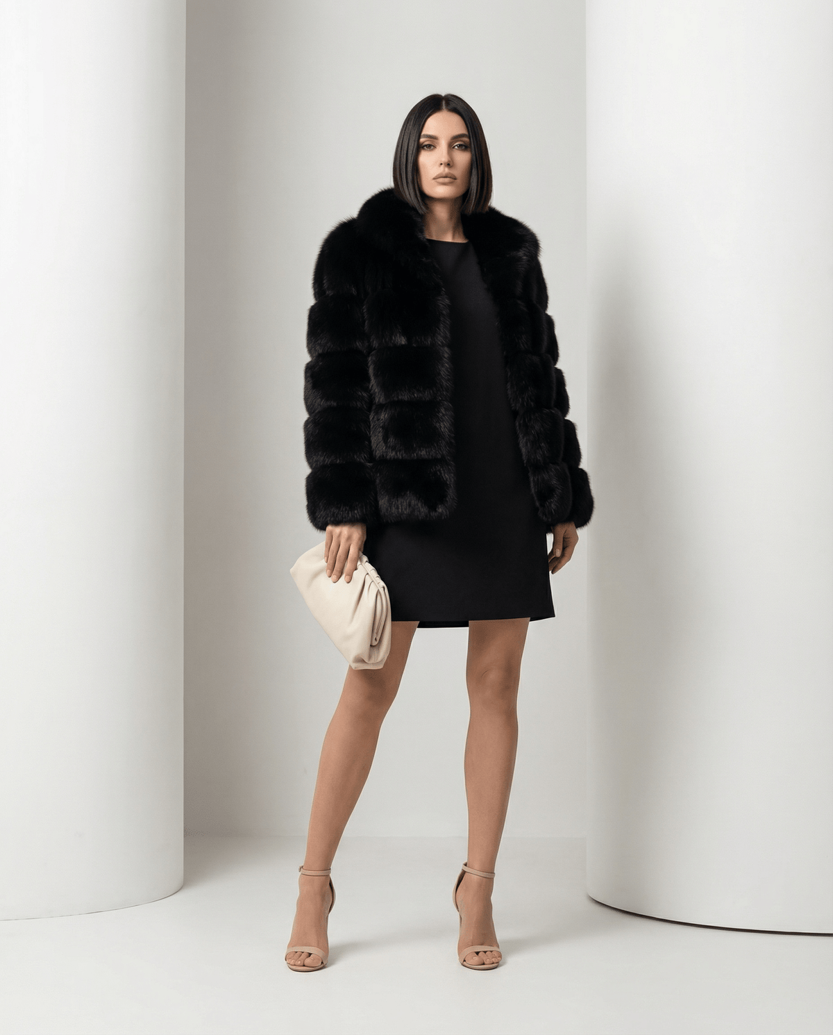 Faux-Fur Bubble Jacket – Quilted Cropped Winter Puffer in 6 Colors – view 3