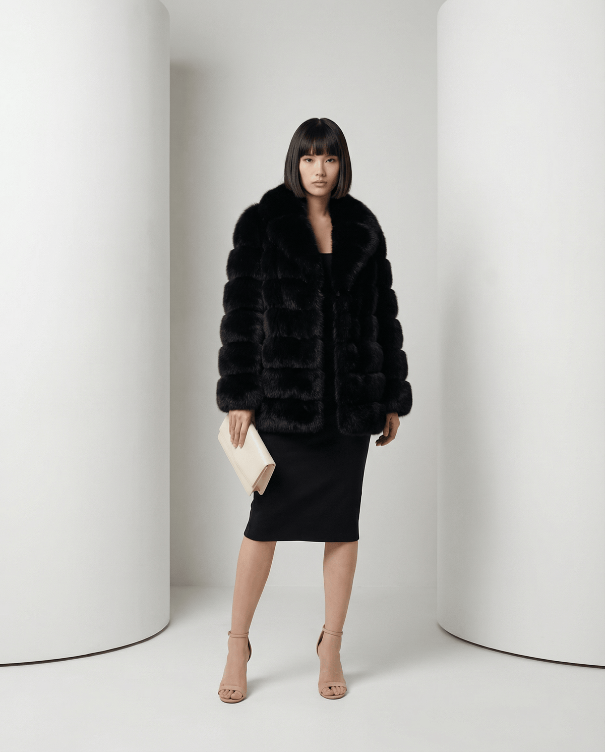 Faux-Fur Bubble Jacket – Quilted Cropped Winter Puffer in 6 Colors – view 4