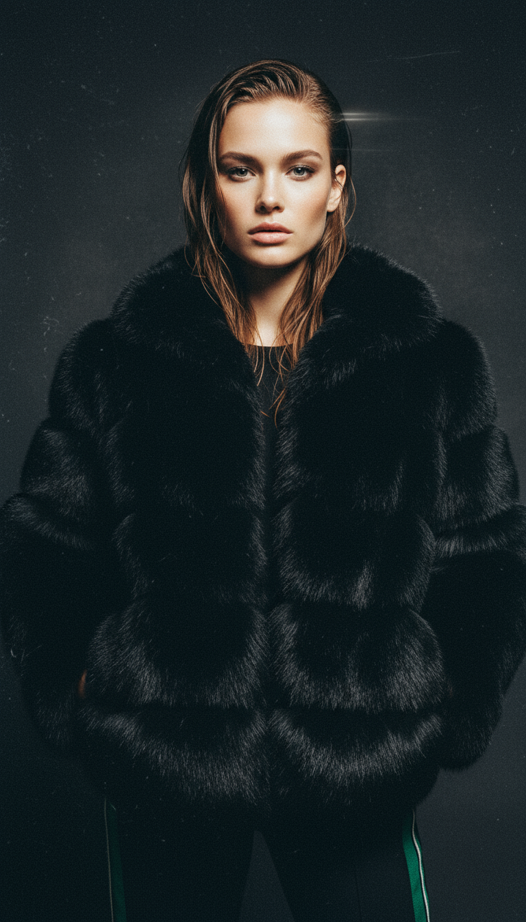 Faux-Fur Bubble Jacket – Quilted Cropped Winter Puffer in 6 Colors – view 5