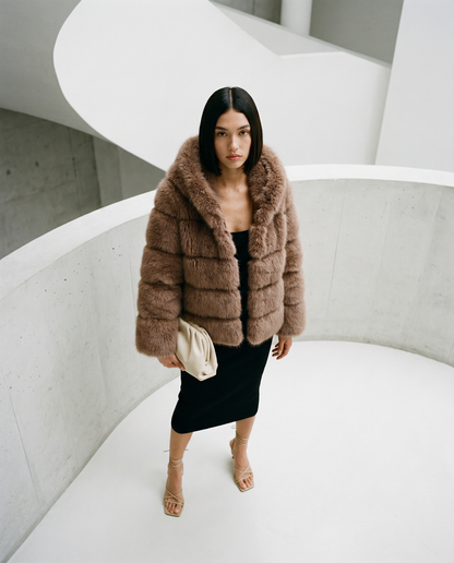 Faux-Fur Bubble Jacket – Quilted Cropped Winter Puffer in 6 Colors – view 24