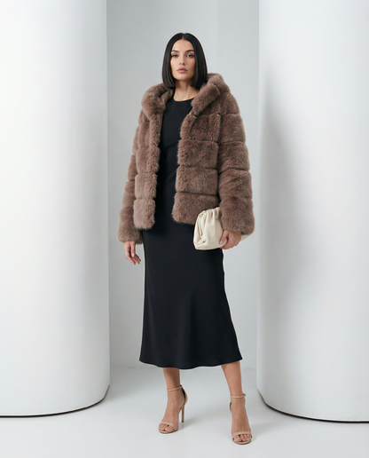 Faux-Fur Bubble Jacket – Quilted Cropped Winter Puffer in 6 Colors – view 25