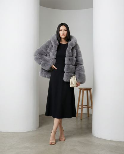 Faux-Fur Bubble Jacket – Quilted Cropped Winter Puffer in 6 Colors – view 14