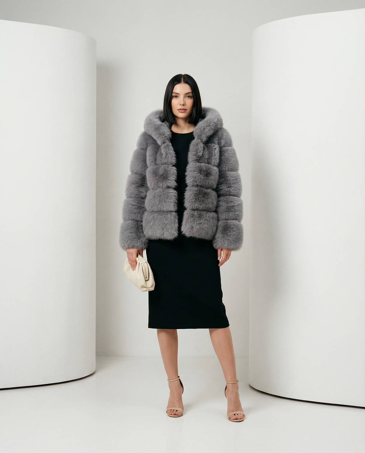 Faux-Fur Bubble Jacket – Quilted Cropped Winter Puffer in 6 Colors – view 15