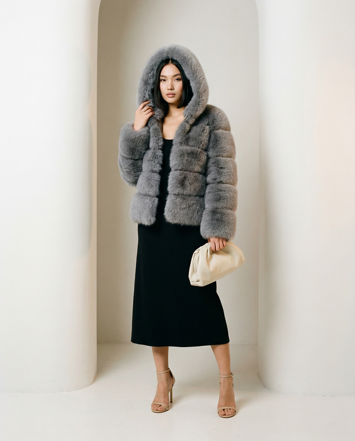 Faux-Fur Bubble Jacket – Quilted Cropped Winter Puffer in 6 Colors – view 16