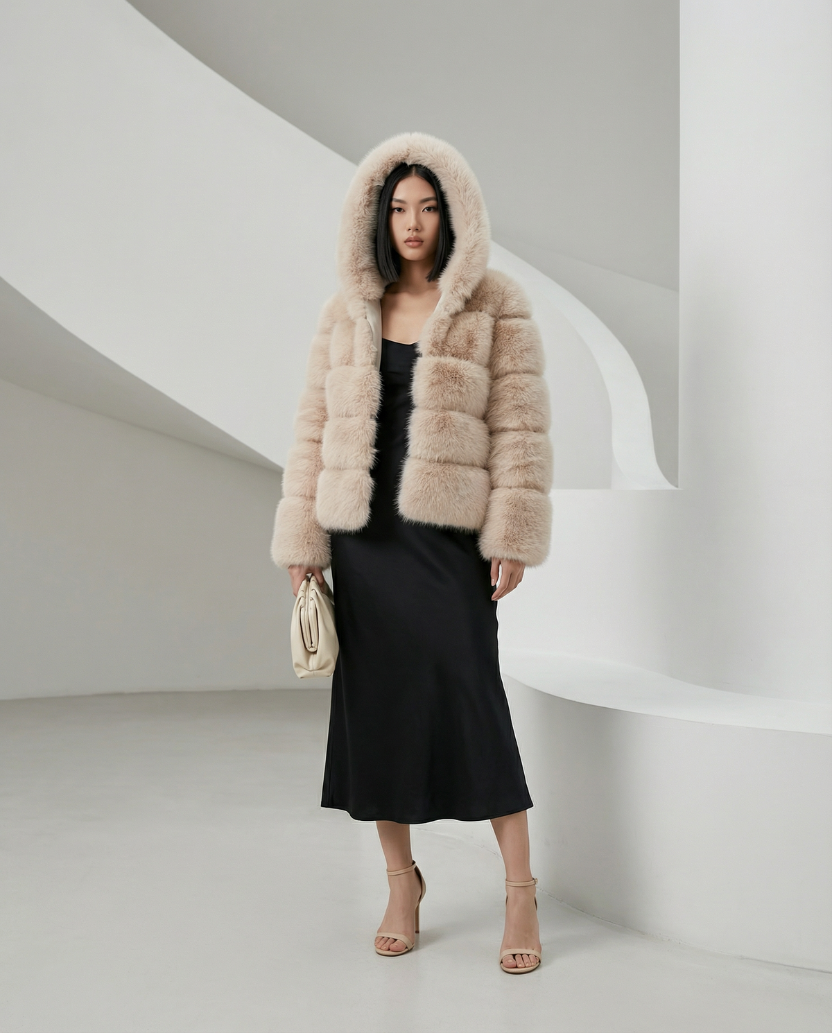Faux-Fur Bubble Jacket – Quilted Cropped Winter Puffer in 6 Colors – view 20