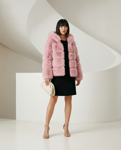 Faux-Fur Bubble Jacket – Quilted Cropped Winter Puffer in 6 Colors – view 12