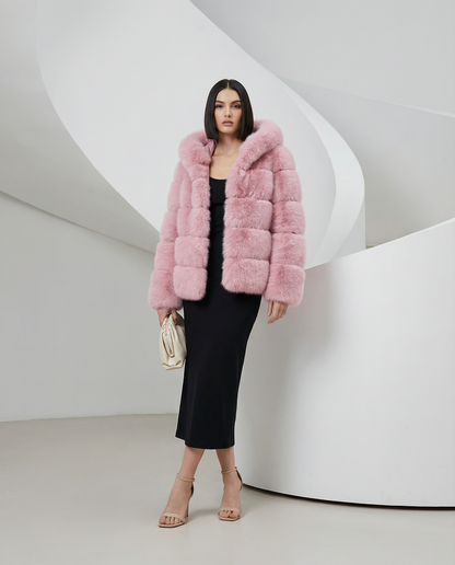 Faux-Fur Bubble Jacket – Quilted Cropped Winter Puffer in 6 Colors – view 13