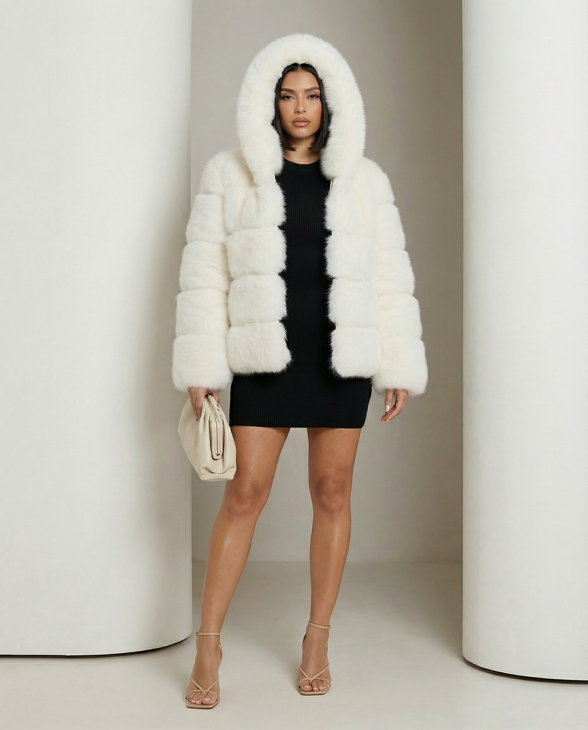 Faux-Fur Bubble Jacket – Quilted Cropped Winter Puffer in 6 Colors – view 9