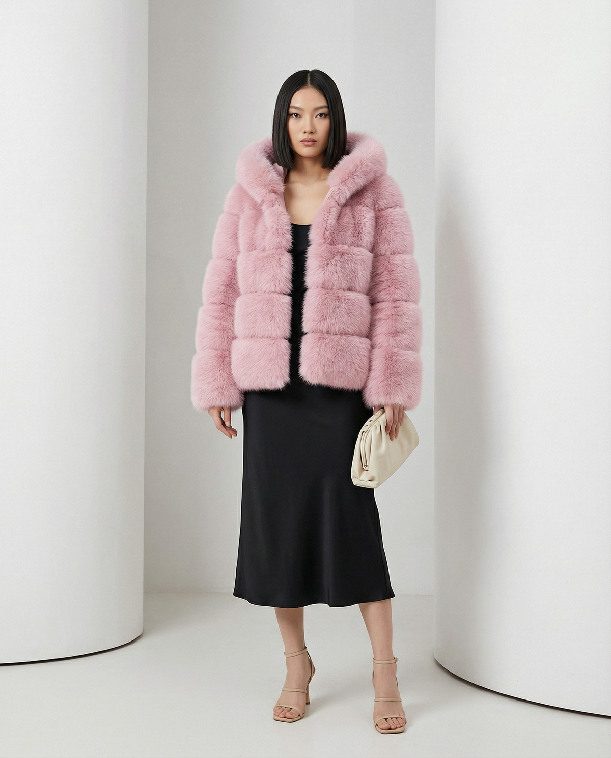 Faux-Fur Bubble Jacket – Quilted Cropped Winter Puffer in 6 Colors – view 10
