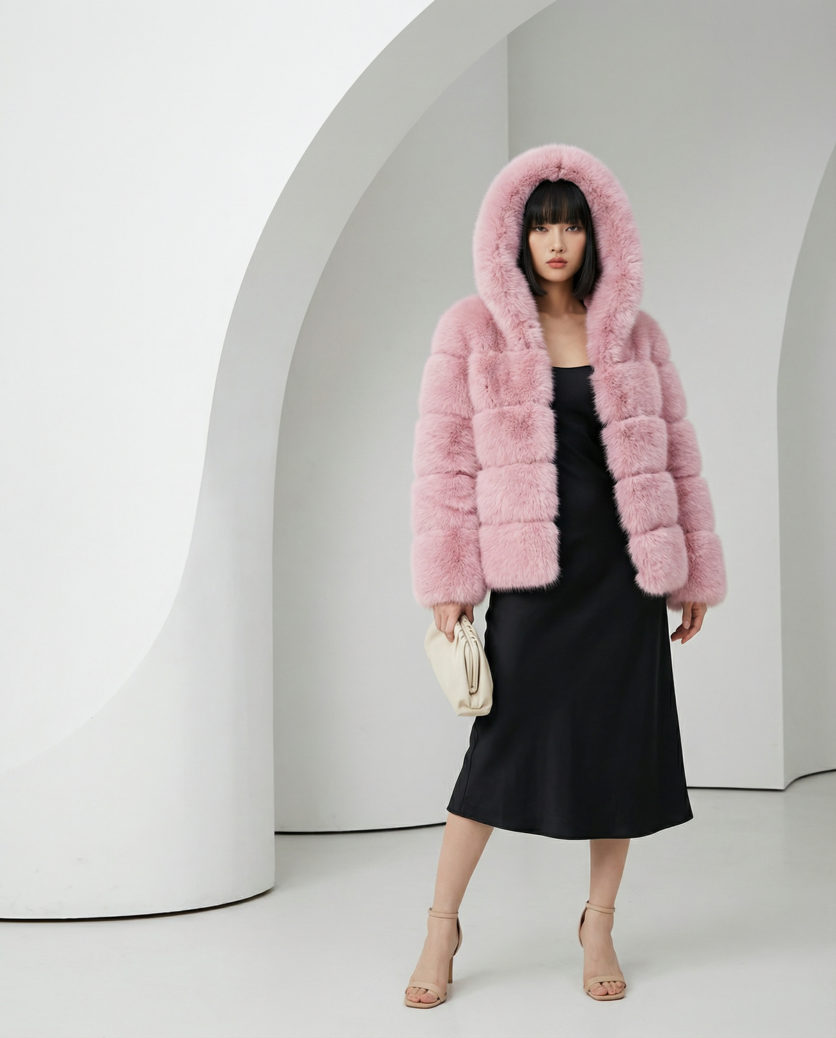 Faux-Fur Bubble Jacket – Quilted Cropped Winter Puffer in 6 Colors – view 11