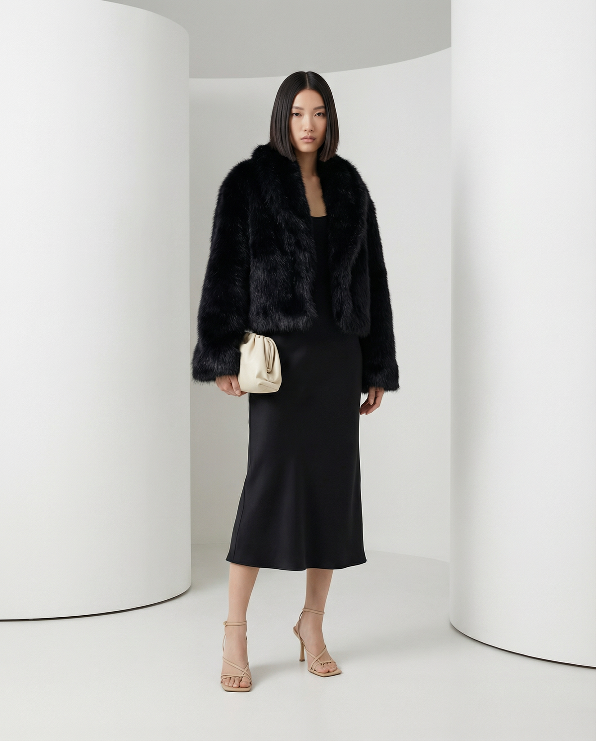 Cropped Faux-Fur Jacket – Cocoa Leopard, Burgundy, Black & White – view 13