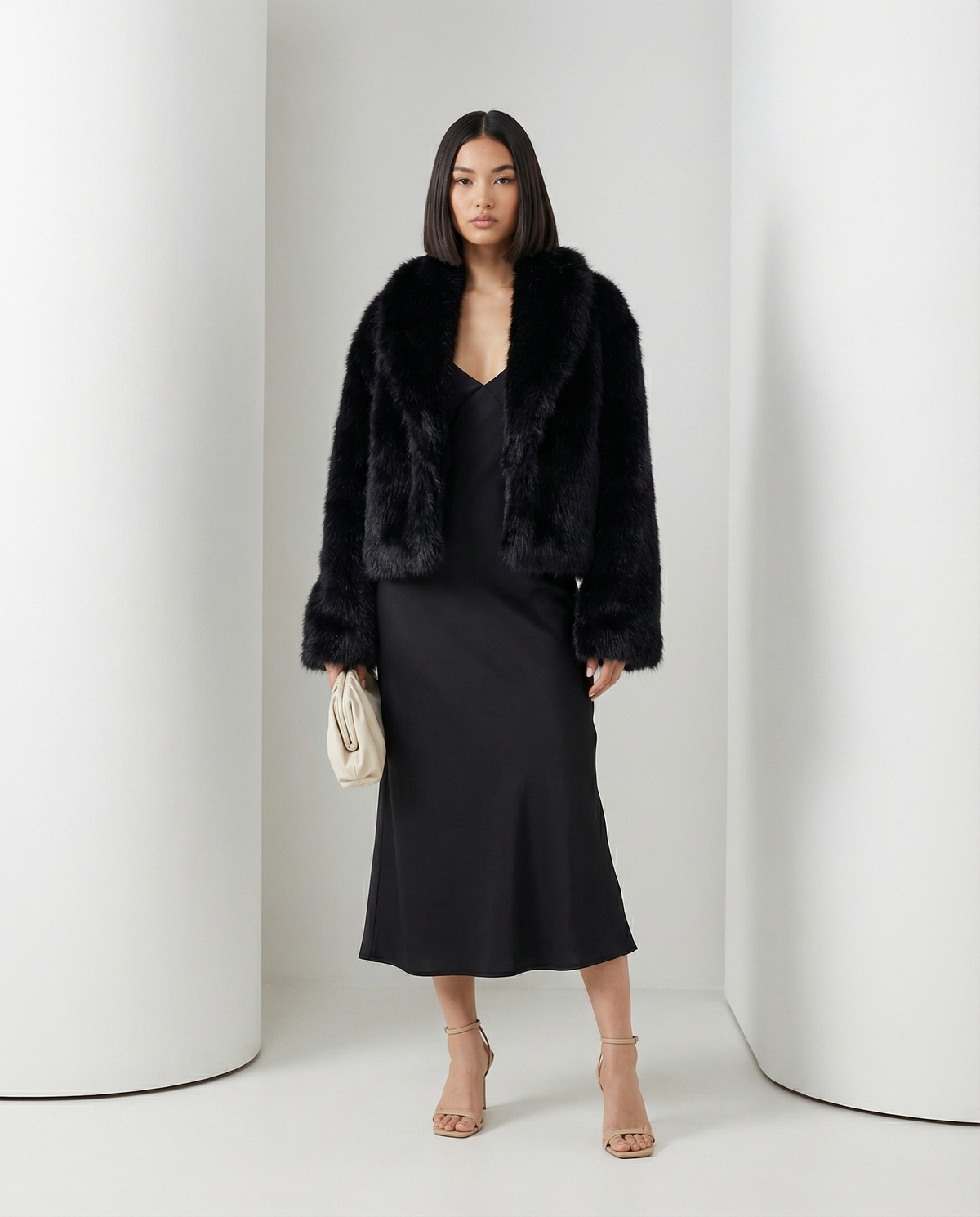 Cropped Faux-Fur Jacket – Cocoa Leopard, Burgundy, Black & White – view 14