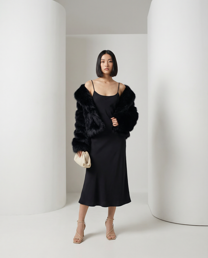 Cropped Faux-Fur Jacket – Cocoa Leopard, Burgundy, Black & White – view 15