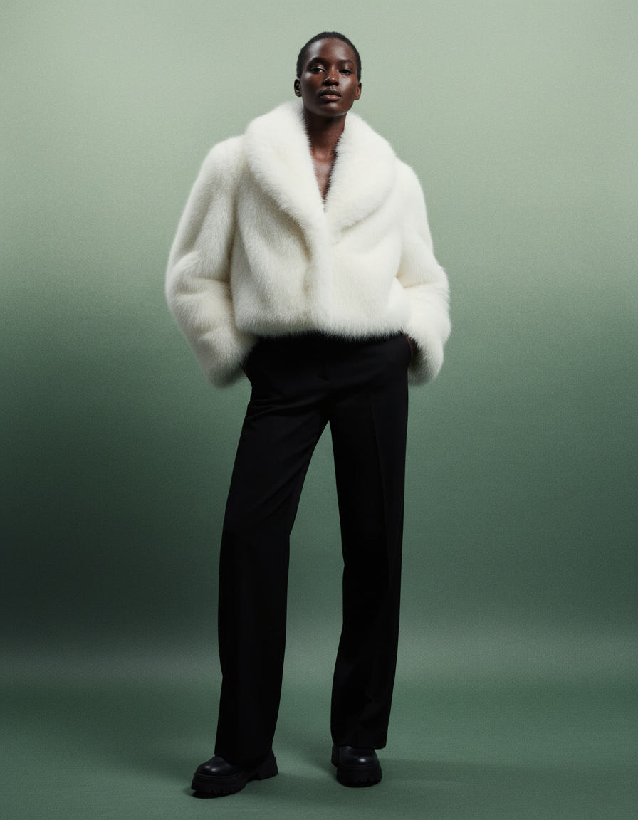 Cropped Faux-Fur Jacket – Cocoa Leopard, Burgundy, Black & White – view 17