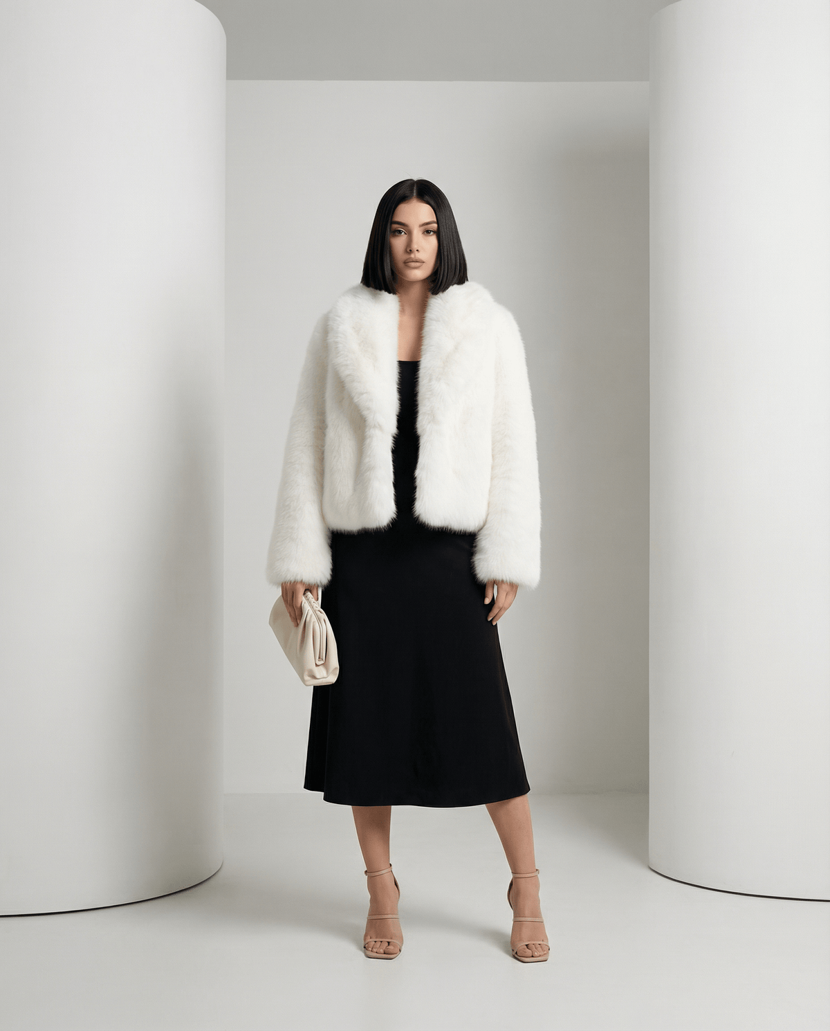 Cropped Faux-Fur Jacket – Cocoa Leopard, Burgundy, Black & White – view 9