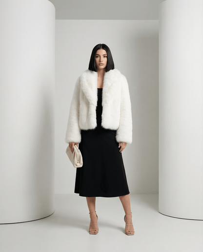 Cropped Faux-Fur Jacket – Cocoa Leopard, Burgundy, Black & White – view 9