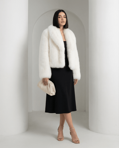 Cropped Faux-Fur Jacket – Cocoa Leopard, Burgundy, Black & White – view 10