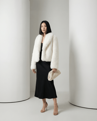Cropped Faux-Fur Jacket – Cocoa Leopard, Burgundy, Black & White – view 11