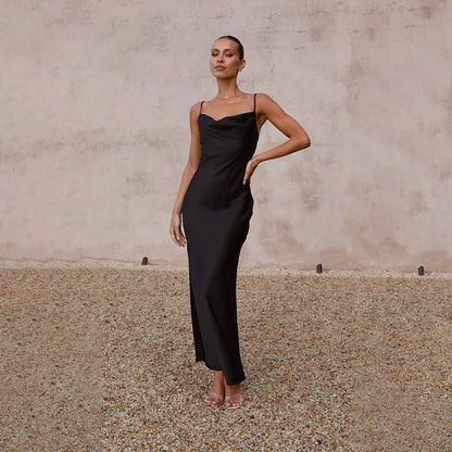 Claire | Women's Elegant Maxi Wedding Guest Dress with Cowl Neckline