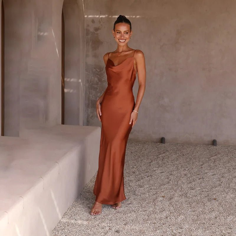 Claire | Women's Elegant Maxi Wedding Guest Dress with Cowl Neckline