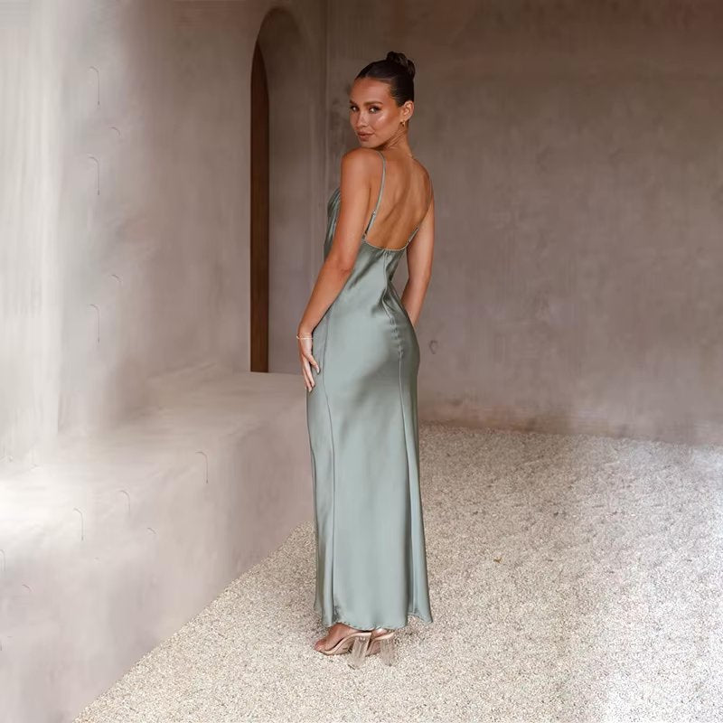 Claire | Women's Elegant Maxi Wedding Guest Dress with Cowl Neckline