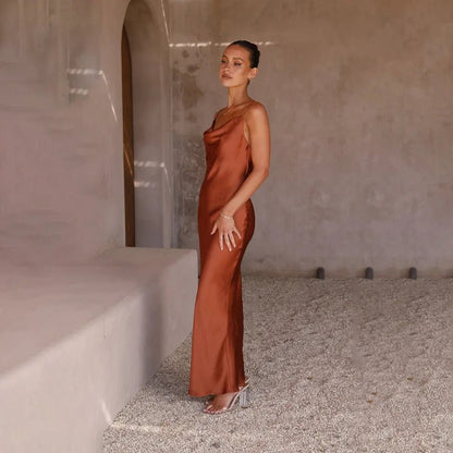 Claire | Women's Elegant Maxi Wedding Guest Dress with Cowl Neckline