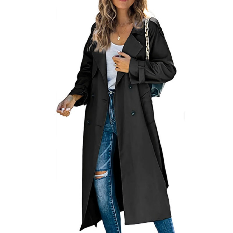 Women's Long Trench Coat – Classic Spring & Fall Coat in 6 Colors – view 6